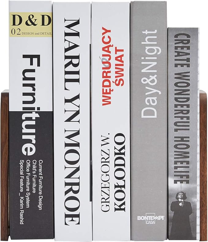 Pandapark Wood Bookends,Non-Skid Bookend for Shelves,Heavy Duty Bookends,Book Stand for Books/CDs,1 Pair