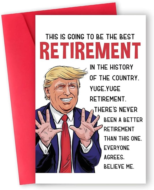 Best Trump Retirement Gifts for Woman Men, Funny Coworker Colleague Retirement Card, Happy Leaving Card for Retired Boss Teacher Friend Family