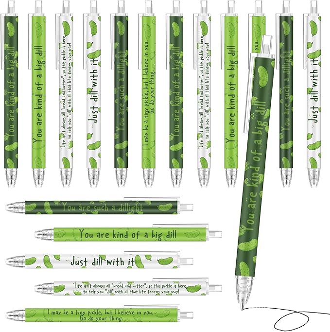 Jetec 30 Pcs Pickle Pens Gifts Inspirational Cute Ballpoint Pens Bulk Motivational Employee Appreciation Gifts Black Ink for Pickle Lovers Coworkers Thank You Coworkers
