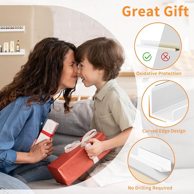 Carmanon Magnetic Book Shelf for Whiteboard, Reusable Acrylic Book Display Shelf with Strong Adsorption Capacity, Magnetic Book Holder for Classroom Refrigerator Office Teacher Kids, White