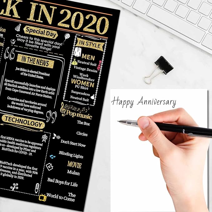 Joycard 5th Anniversary Card for Women Men, Gold Wedding Card for Wife Husband, Sweet Marriage Decorations Gifts for Couple, Perfect for Her Him on Anniversary Day, Wood Wedding Card, Back in 2020