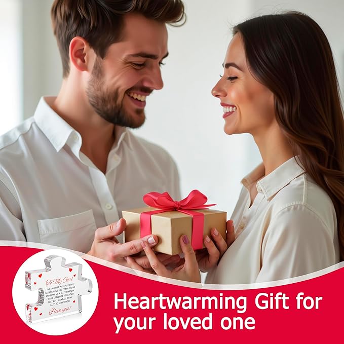 Romantic Gifts for Girlfriend - to My Girl Sentimental Gifts for Women - Engraved Acrylic Block Puzzle - Valentine's Day Gifts for Her for Her - Fiance Birthday Gifts for Women