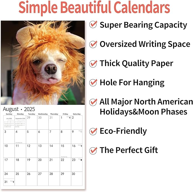 2025 Wall Calendar,Funny Calendar 2025, November 2024 - December 2025, Wall Calendar Funny Animal Memes, 12" x 24" Opened, Full Page 14 Months Thick Paper for Gift Calendar Organizing Planning
