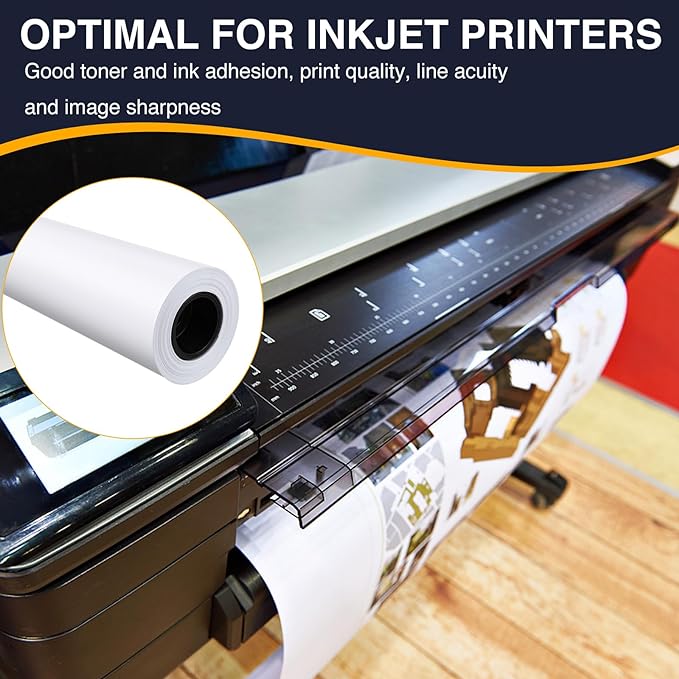 VOISEN Wide Format Paper,Plotter Paper 24 In x 150 Ft 10 Rolls, CAD Bond Rolls,20lb Bond Paper on 2" Core for CAD Printing on Wide Format Ink Jet Printers