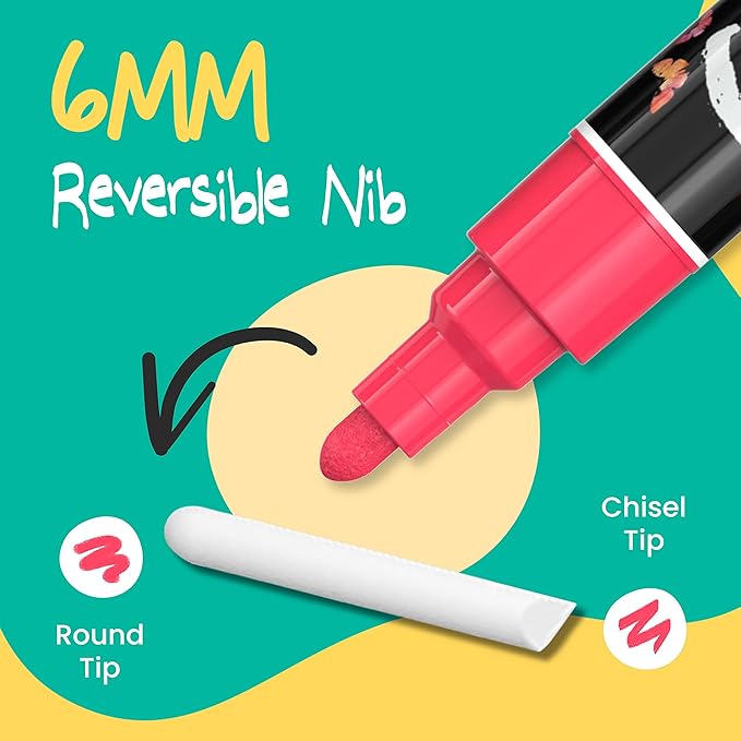 Chalkola Liquid Chalk Markers Erasable (10 Pack) w/Gold & Silver - Washable Paint Chalk Pens for Chalkboard Signs, Blackboard, Car Window, Bistro, Glass, Board - Neon Wet Wipe 6mm Reversible Bold Tip