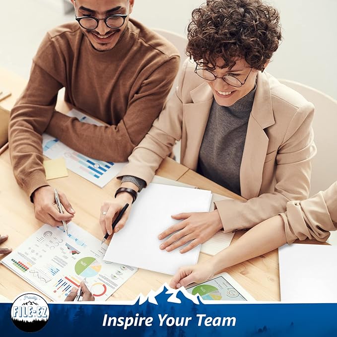 FILE-EZ Two-Pocket Folders, White, 125-Pack, Textured Paper, Letter Size (EZ-32410)