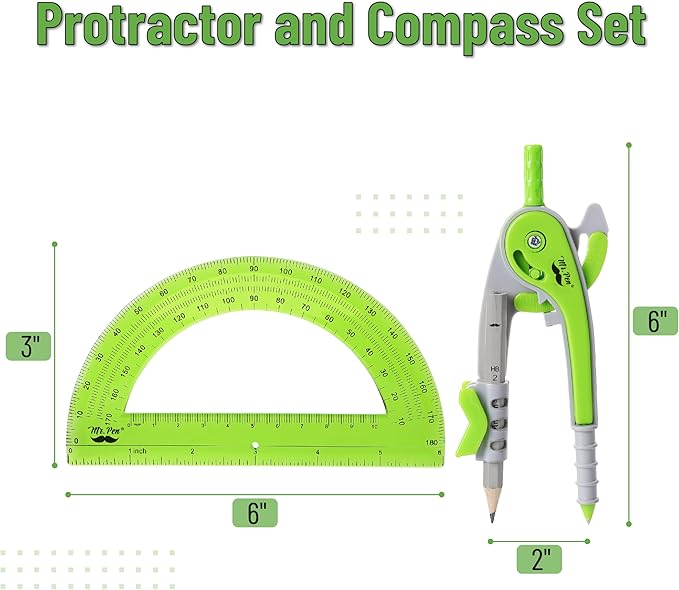 Mr. Pen- Compass and Protractor Set, Geometry Kit, Compass Protractor Set, Protractor, Compass for Geometry, Math Compass, Compass School, Math Compass and Protractor, Geometry Tools Set, Geometry Set