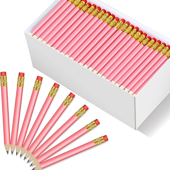 Chivao 288 Pieces Golf Mini Pencils Bulk with Eraser #2 HB Golf Short Pre Sharpened Pencils for Party Favors Office Supplies 4 Inch(Pink)
