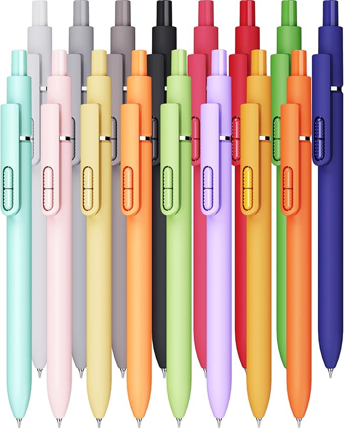 Gel Pens, 16 Pcs Quick Dry Black Ink Pen Fine Point 0.5mm Smooth Writing Pen, Large Capacity Long Lasting Ink Retractable Pens Gift Set for Journaling Note Taking, School Office, Home Supplies