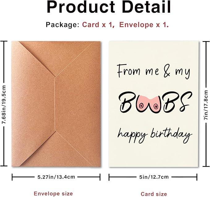 Funny Birthday Card, Happy Birthday From Me and Me, Rude Birthday Card for Boyfriend or Husband, Naughty Card for Him or Her, Funny Rude Gift, Joke Card, with Envelope