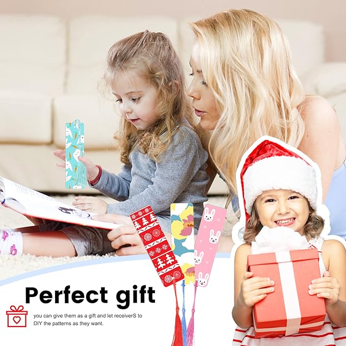 40Pcs Heat Transfer Sublimation Blank Metal Bookmark, Aluminum DIY Bookmarks with Colorful Tassels for Keychains Craft Projects Birthday Present Tags