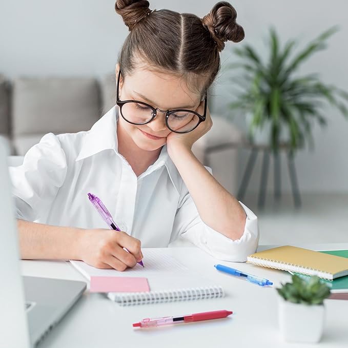 WRITECH Gel Pens Fine Point: 0.5mm Multicolor Ink Retractable 8ct Smooth Writing No Smear for Journaling Drawing Note Taking Silent Click Assorted Colored Pen Set 8ct Juice color