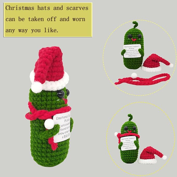 Funn Crochet Pickles 1 Pcs with Affirmations Cards for Inspirational Novelty Good Luck Gifts and Party Decorations (KK-CKD04-PICKLE-UN)