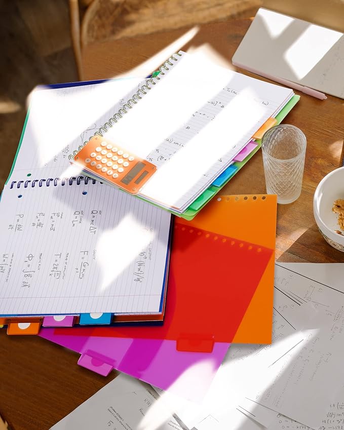 5 Subject Notebook - Spiral Notebook, College Ruled Notebook With Dividers Pocket, Tabs, 11" Ruler, 200 Pages, for Writing Journal, Home & Office, School Supplies, 8.5''x11'' CoCo Brown