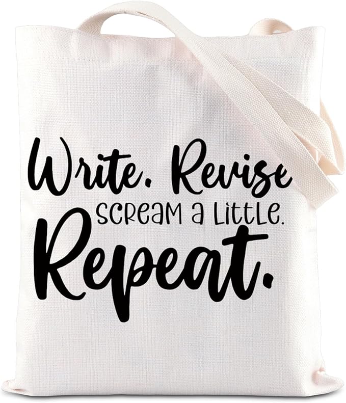 ENSIANTH Writer Gift Write Revise Scream A Little Repeat Book Sleeve Author Appreciation Book Cover Editor Writing Gift (Write Bag)