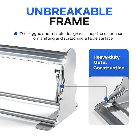 IDL Packaging 48" Kraft Paper Roll Dispenser & Cutter for Rolls up to 48" Wide and 9" in Diameter - Tabletop Reinforced Steel Paper Holder with a Cutter - for Kraft and Butcher Paper