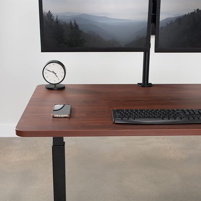 VIVO Universal 48 x 30 inch Solid One-Piece Table Top for Standard and Sit to Stand Height Adjustable Home and Office Desk Frames, Dark Walnut, DESK-TOP48-30D