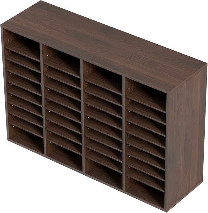 VEVOR Literature Organizer, 36 Compartments Office Mailbox with Adjustable Shelves, Wooden Mailbox Sorter Medium Density Fiberboard Office Home Classroom Storage for Files, Documents, Papers, Grey