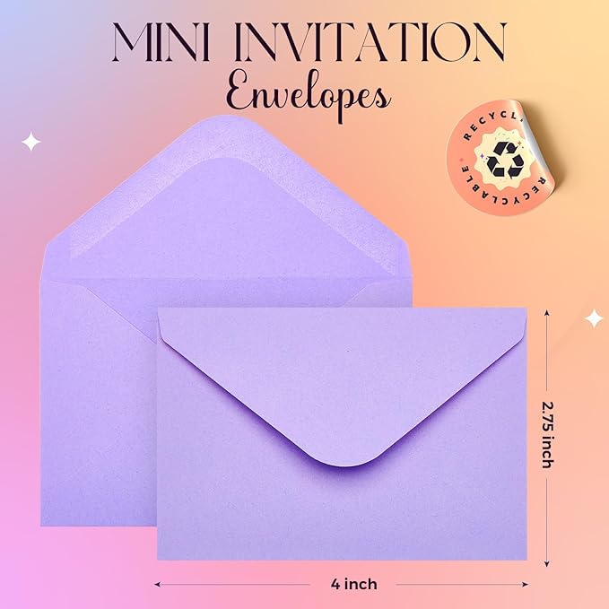 ACSTEP 100PACK Gift Card Envelopes Credit Card Size Mini Envelopes Colored Tiny Pocket Envelopes For Business Card, Small Note Cards 10 Assorted Colors 4X2.75 Inches