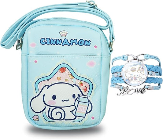 Cute White Dog Crossbody Bag with Adjustable Shoulder Strap and Bracelet Charm, Kawaii Handbag with Zipper, Dog Wallet Purse Shoulder Bag Coin Pouch Accessories for Women Girls