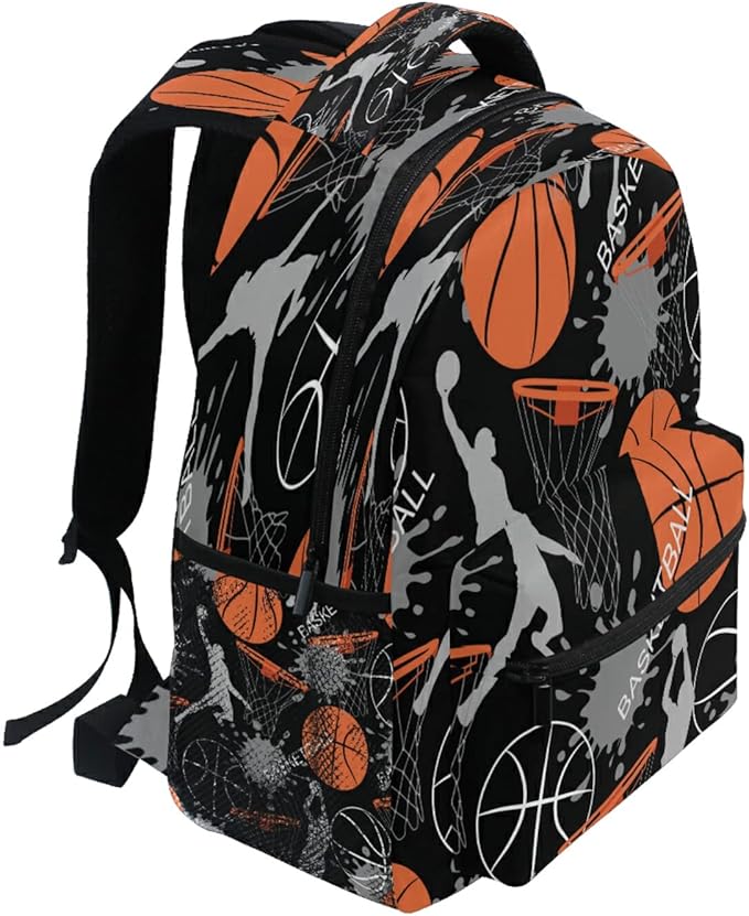 AUUXVA Sport Man Basketball School Backpack for Girls Boys Kids Laptop Backpack Travel Camping Daypack Medium