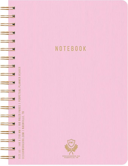DesignWorks Ink 6" x 8.25" Lilac Textured Paper Twin Wire Spiral Notebook Journal with 160 Lined Pages for Work, Writing, Journaling