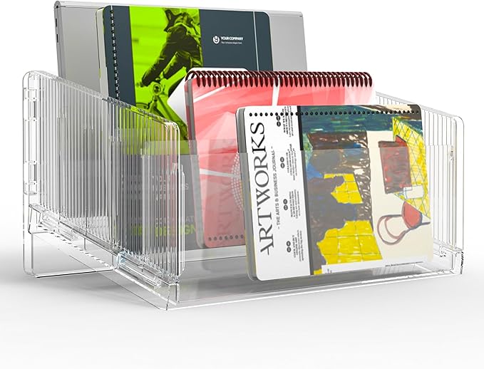 File Sorter Organizer, 5 Sections Acrylic Letter Tray for Desk, Mail Organizer Letter Holder for Envelopes, Mail, Electronics (2 PCS)