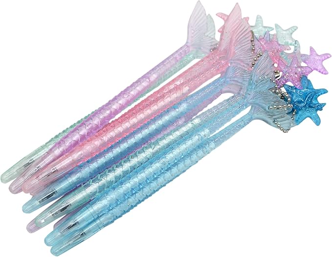 YYaaloa 12pcs Cute Mermaid Novelty Gel Ink Writing Pens 0.5 mm Black Ink Fun Kawaii Pens Bulk for Kids Office School Supplies Birthday Baby Shower Christmas Gift