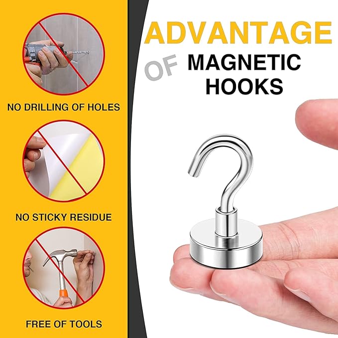 DIYMAG Magnetic Hooks, 30Lbs Strong Heavy Duty Cruise Magnet S-Hooks for Classroom, Fridge, Hanging, Cabins, Grill, Kitchen, Garage, Workplace and Office etc, (150 Pack-Silver),Screw in Hooks