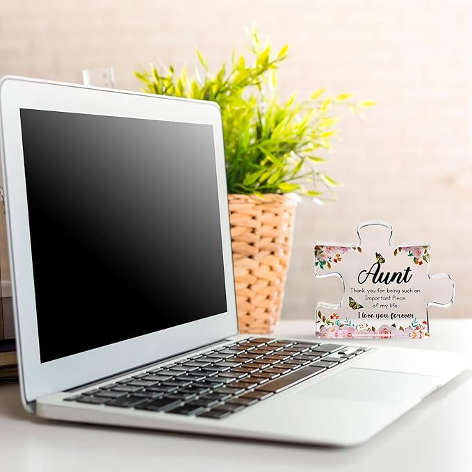 VELENTI Aunt Gifts from Niece - Engraved Acrylic Block Puzzle Piece - Cute Auntie Present with Lovely Saying Paperweights - Fancy Favorite - Birthday, Christmas, Chic Decoration