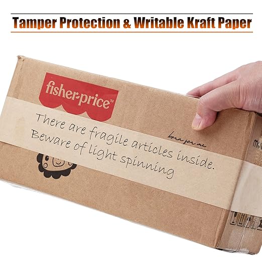 LLPT Kraft Paper Gummed Tape 2.75” x 66 Yards 2 Pack Reinforced Fiberglass Water Activated Kraft Tape Brown Packing Tape Heavy Duty for Mailing Shipping Sealing Boxes (PGB7060R02)