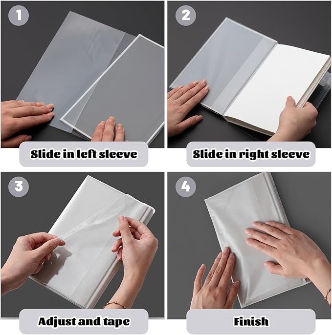 ReliThick 100 Pack Adjustable Matte Book Cover for Book with 9.25 x 15, Plastic Waterproof Sleeve for Paperback, with Self Adhesive Closure, Against Dust, Wear Protector(Matte)