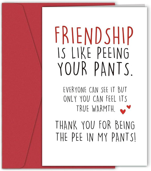 Funny Birthday Card for Best Friend, Bestie Birthday Card, Friendship Thank You Card, Hilarious Friendship Card for Her Him, Friendship is Like Peeing Your Pants