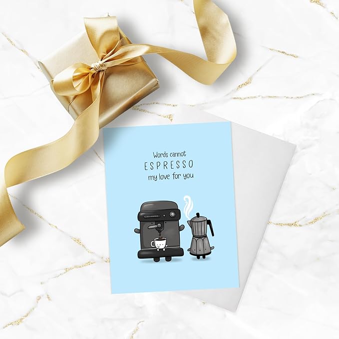 ALY LOU Anniversary Card for Her Him/Husband Boyfriend/Girlfriend Wife/Sarcastic Birthday Vday Greeting Card (Espresso My Love)