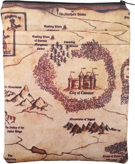 FEELMEM Camelot Map Literary Book Protector King Arthur's Kingdom Camelot World Map Book Sleeve