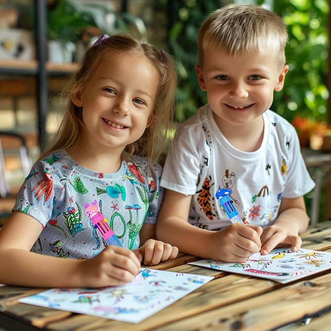 Multicolor Ballpoint Pen 0.7 mm, 10-in-1 Colored Pens Fine Point Retractable Cute Cartoon Ocean Animal Ballpoint Pens for School Supplies Students Kids Gifts, 6 Pack