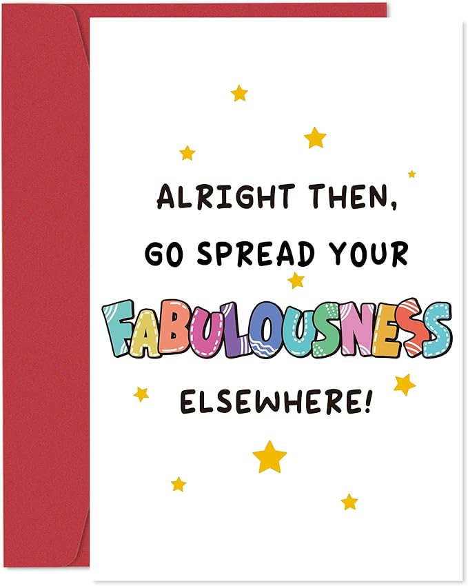 Heollaok Funny Leaving Card for Coworker, Humor Going Away Card for Him Her, Farewell Card for Work Friend, Gift for Colleague Leaving, Go Spread Your Fabulousness