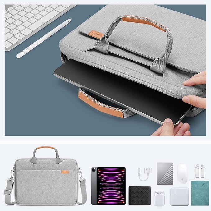 NIDOO Laptop Sleeve Shoulder Bag for 12.9" iPad Pro M1 M2 2022/13" 13.6" MacBook Air M2 / 13 MacBook Pro M2 M1 / Surface Pro X 8 9 7+, Briefcase Handbag for 13.4" Dell XPS 13 Plus / 12.4" Galaxy Tab