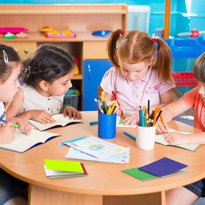 Thenshop 50 Pack Mini Pocket Kraft Notebooks Bulk 4 x 4 Inch Journal Notepads with Dot Memo Sketchbooks Writing Notepad for Party Favors Supplies(Fresh Color,Blank Page)