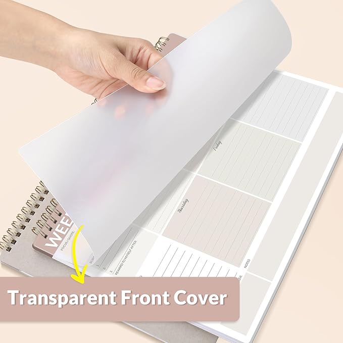 SUNEE Weekly To Do List Notepad - Last for 2 Years, 52 Undated Sheets, 8.5"×11", Spiral Weekly Desk Planner Pad for Adults and Kids, School, Home & Office - Brick Red