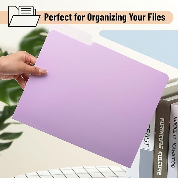 Mr. Pen- File Folders, 18 Pack, Pastel Colors, 1/3-Cut Tab, File Folders Letter Size, Colored File Folders, Office File Folder, Colored Folders, Office Supplies File Folders, File Folders with Tabs