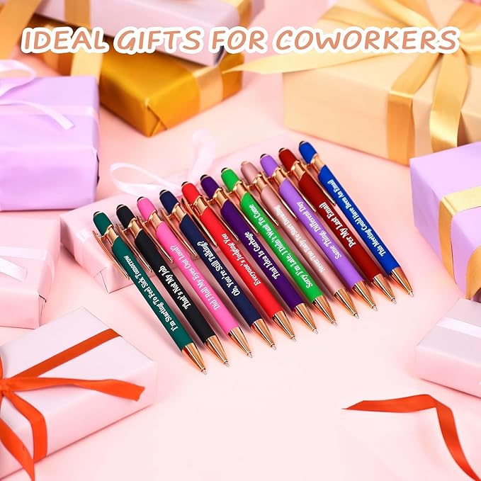 Snarky Funny Office Pens,36 Pcs Negative Sarcastic Hilarious Quotes Work Ballpoint Pens with Stylus Tip for Colleague Co-workers Gift Black Ink (Style 1, 36)