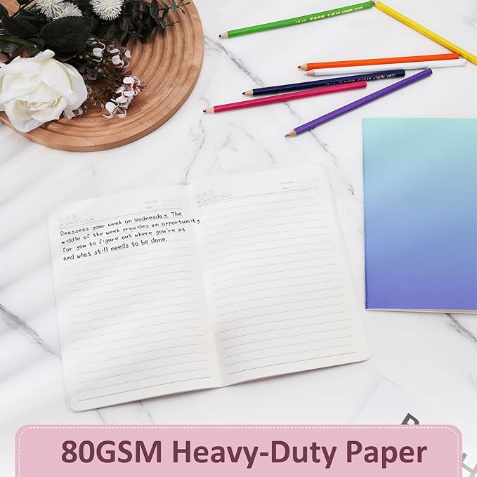 Ddaowanx 48 Pack A5 Colorful Notebooks, 6 Cute Colors Journals for Writing, 72 Pages, 8.3x5.5 Inch, with Lined Paper Travel Writing Notebooks Journal Gifts for Students(Lined-48pack, Gradient)
