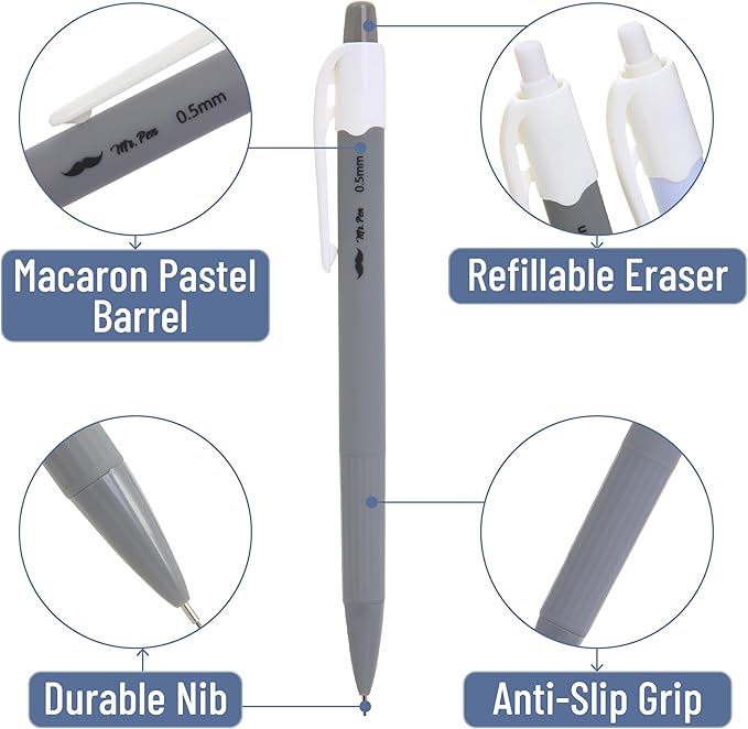 Mr. Pen- 0.5mm Mechanical Pencil Set, 6 Pack, Macaron Pastel, Cute Mechanical Pencils 0.5mm, 0.5 Mechanical Pencil 0.5, Mechanical Drawing Pencils, Aesthetic Mechanical Pencils, Lead Pencils 0.5