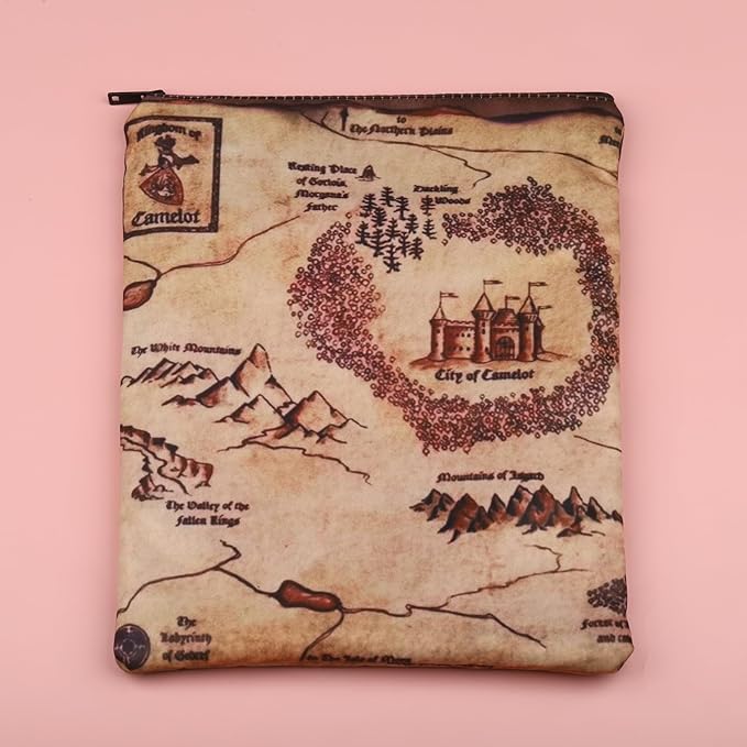 FEELMEM Camelot Map Literary Book Protector King Arthur's Kingdom Camelot World Map Book Sleeve