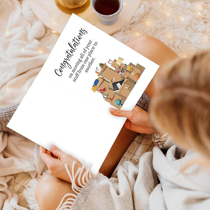 Funny Housewarming Card, Congrats New House Card for Friends, New Home Card for Women Men, Humorous Moving Away Card