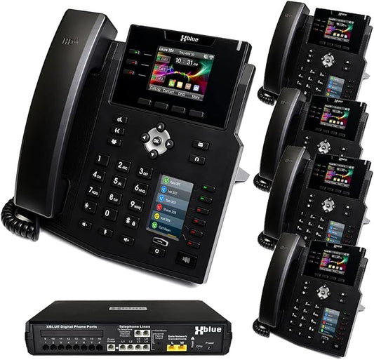 XBLUE X16 Plus VoIP System Bundle with (5) IP9g IP Phones - Including Auto Attendant, Voicemail, Remote Phone Extensions & Call Recording