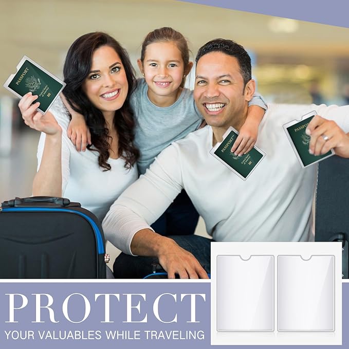 Patelai 50 Pcs 4 x 6 Passport Holder with Thumb Notch PVC Plastic Cash Budget Envelopes,clear File Envelopes Bulk,holds up to 30 Sheets, for Office Travel Storage