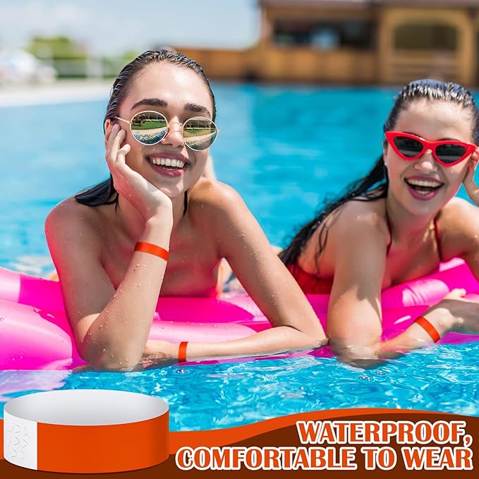 600 Packs Paper Wristbands for Events Neon Party Wristbands Colored Waterproof Paper Club Arm Bands Lightweight Identification for Concert Bar Entrance Admission(Orange)