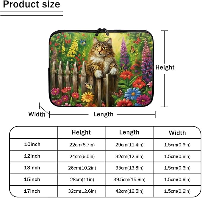 Cats Flower Printed Laptop Briefcase for Women Men, Waterproof 17 Inch Laptop Bag Messenger Bag Lightweight Laptop Case for Office Business Traveling Daily Use, Gift for Father